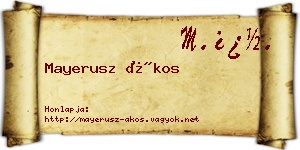 Mayerusz Ákos névjegykártya